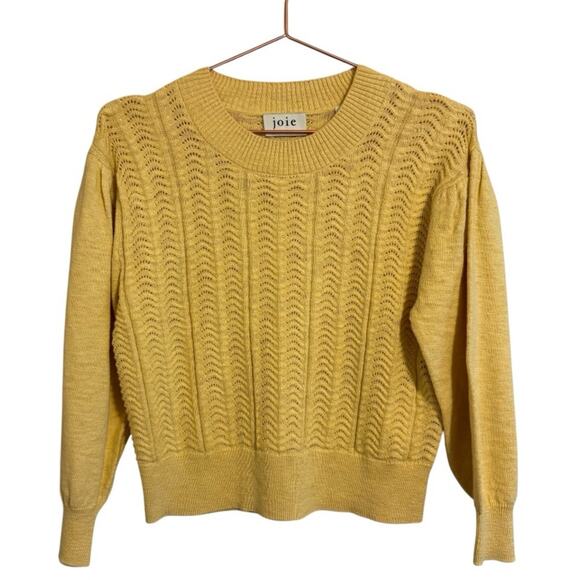 Joie Women's Yellow Sweater Open Knit Lightweight 100% Cotton Size Small - Picture 1 of 4